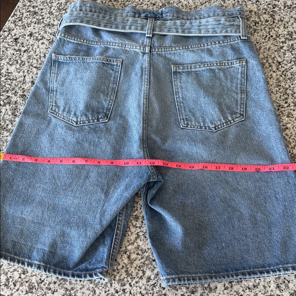 Agolde 90’s Reworked Paper-bag Belted High Waist Denim Shorts Light Wash Sz 27 - Picture 10 of 12